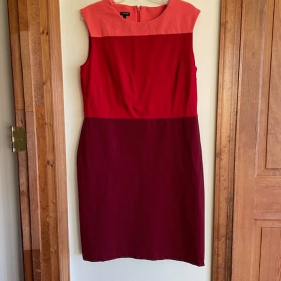 TALBOTS Color Block Sleeveless Knit Sheath Dress Red Coral Maroon - Picture 7 of 15
